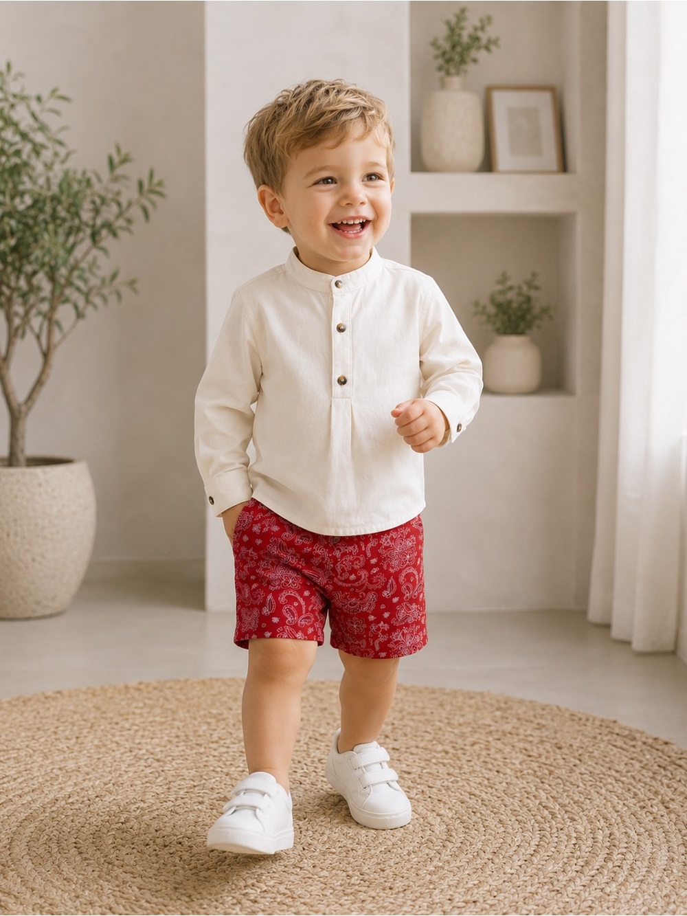 Edgehill Collection Boys Long Sleeve Shirt & Paisley Print Shorts Set Sz 2T NWT
